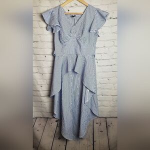 ‎Yoyo5 Blue and White Stripped  Dress Shirt